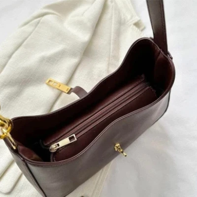 Solid Color Luxury PU Leather Shoulder Bag for Women secondary