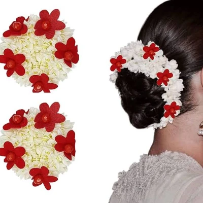 Artificial Gajra Rose Hair Rubber Band Women Bridal Accessories