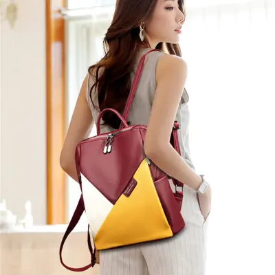 High Capacity PU Leather Anti Theft Female Backpacks Travel Women Handbag for Lady Business Multifunction Waterproof Shoulder Bag