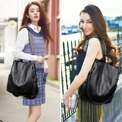 Stylish Backpack for Women – Simple & Versatile Soft PU Leather Bag with Anti-Theft Zipper Back Pocket secondary