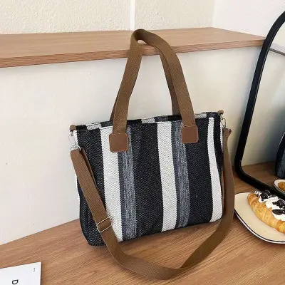 New Stripe Tote Bag Women's Bags Large Capacity Shoulder Bags Commuting Crossbody Bags Versatile Handbags Shopping Bag secondary