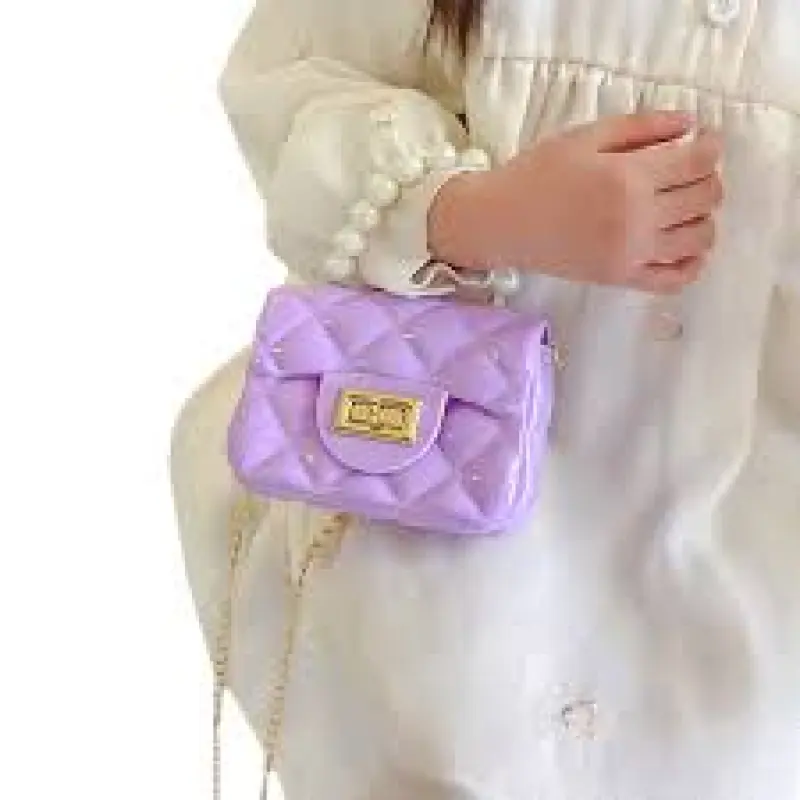 Children's Jelly Bag Southeast Asia Export Kids Pearl Handbag Chain Bag Argyle Bag PVC Material Single Shoulder Bag