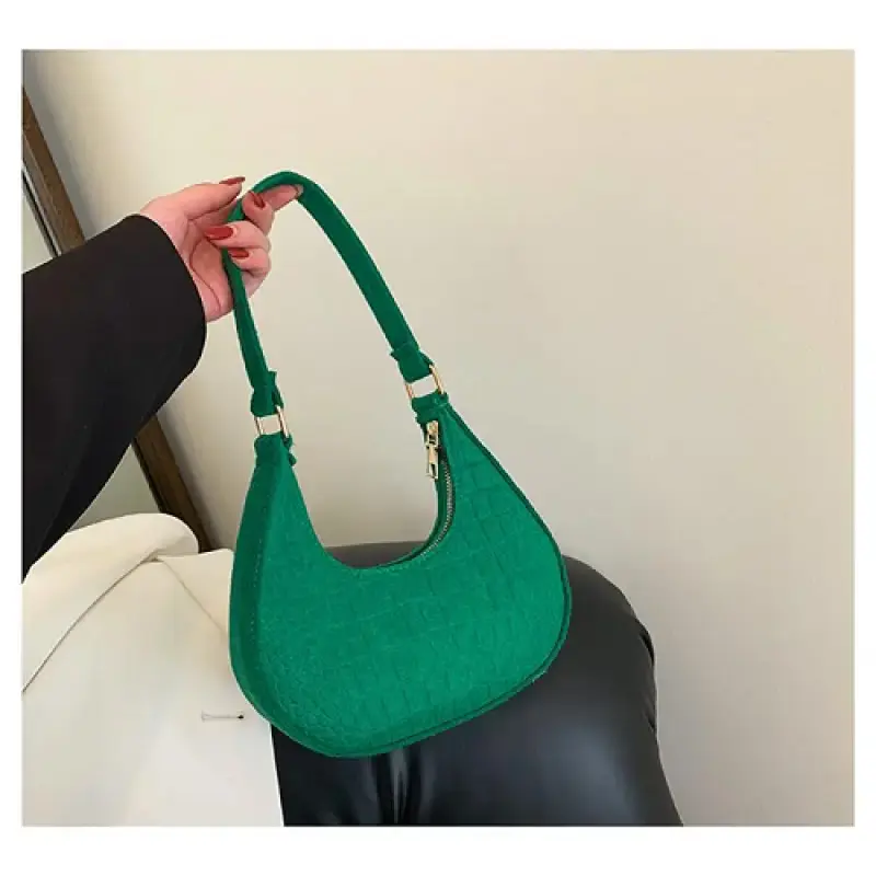 Women Felt Stone Pattern Underarm Bag Casual Shoulder Bags Fashion Exquisite Crescent Saddle Bags Ladies Advanced Armpit Bag
