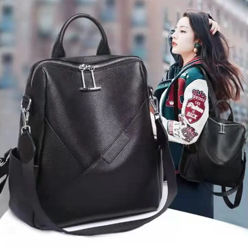 Stylish Backpack for Women – Simple & Versatile Soft PU Leather Bag with Anti-Theft Zipper Back Pocket
