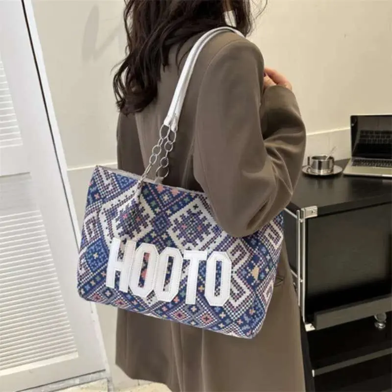 Women's Canvas Shoulder Bag Eco Reusable Retro Shopping Bag Fashion Large Capacity Handbag Casual Simple Bag for Students